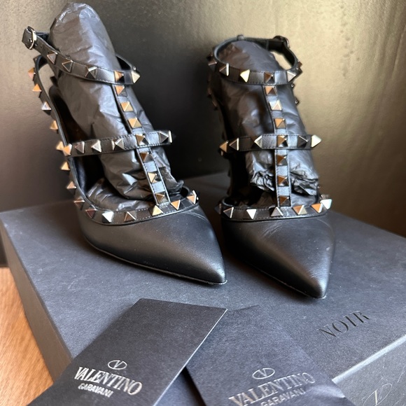 FULL SET - VALENTINO Rockstud Ankle Strap Pumps Tonal Studs 100 MM (37.5) - Picture 6 of 16